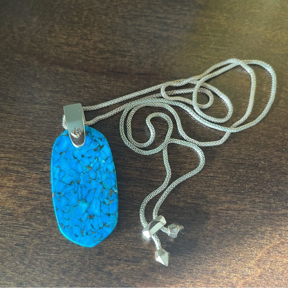 Kendra Scott Inez large turquoise pendant adjustable chain gold tone - Picture 4 of 5
